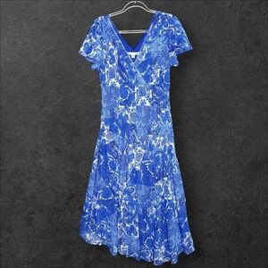 Y2K Dress Babydoll Floral Fairycore Retro Romantic Sz 14 Midi Maxi Asymmetrical